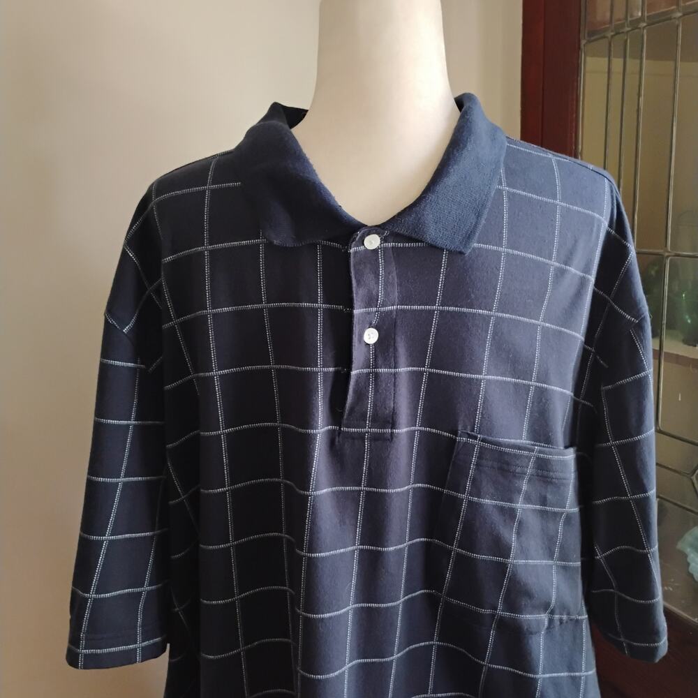 Vintage 90s Puritan Navy White Check Polo Shirt XL Short Cotton - Picture 7 of 17